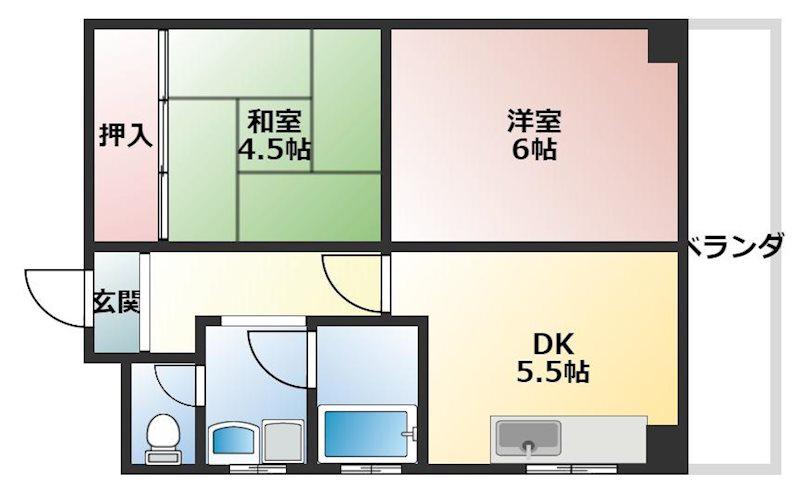 ハイツロイヤル(2DK/2階)の間取り写真