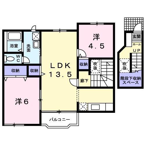 パレ・ノールII(2LDK/2階)の間取り写真