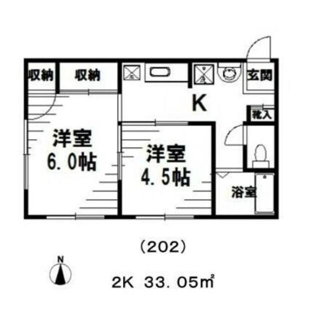 栗城ビル(2K/2階)の間取り写真