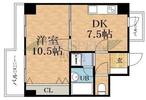 ライオンズマンション玉造(1DK/11階)の間取り写真