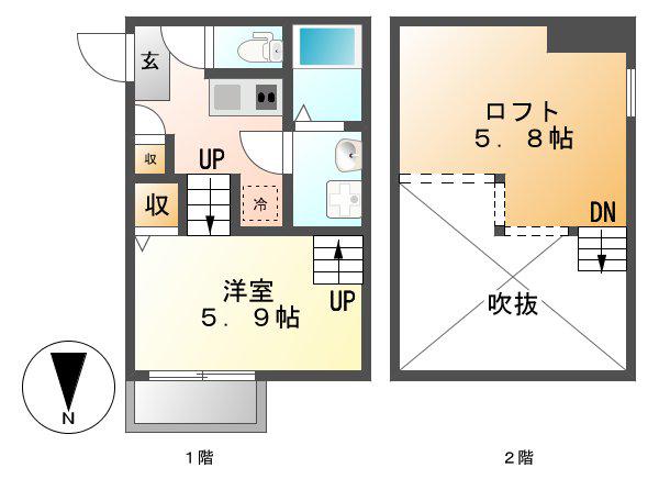 レーヴ・フルール(1K/1階)の間取り写真