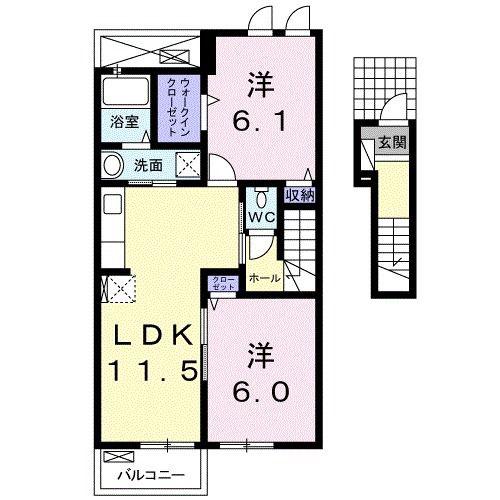 フランベル A(2LDK/2階)の間取り写真