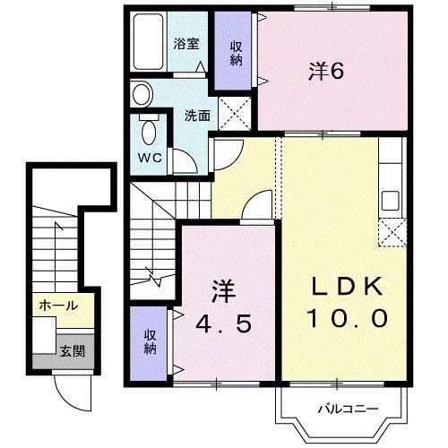 プレミール榎(2LDK/2階)の間取り写真