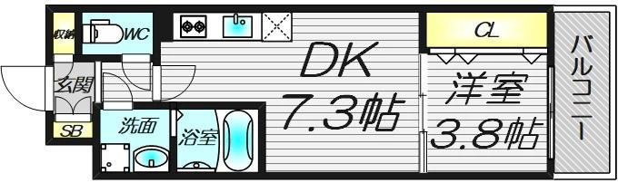 CITY PAL CREST TANIMACHI(1DK/8階)の間取り写真
