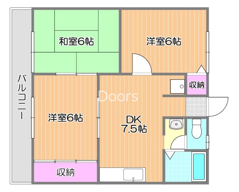プレジールコスモスB棟(3DK/2階)の間取り写真