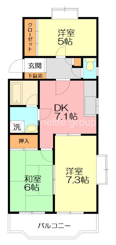 クレセール湘南(3DK/2階)の間取り写真