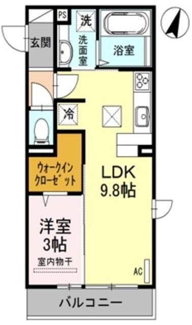 プリムヴェール弐十壱番館(1LDK/3階)の間取り写真