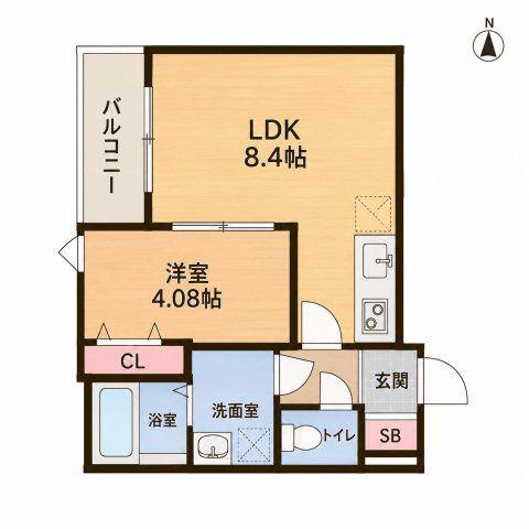 CRASTINE土呂(1LDK/1階)の間取り写真