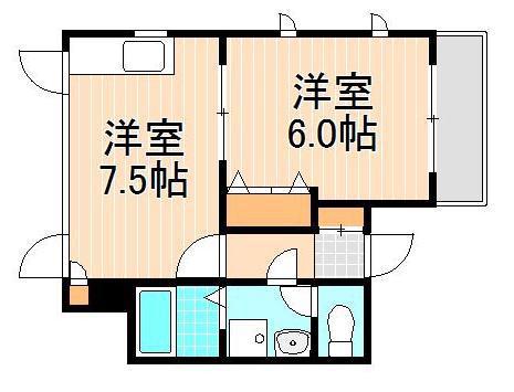 フレールかもん(1DK/3階)の間取り写真
