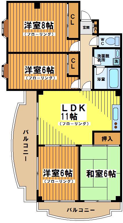 ヒロ・ルミエール(4LDK/3階)の間取り写真