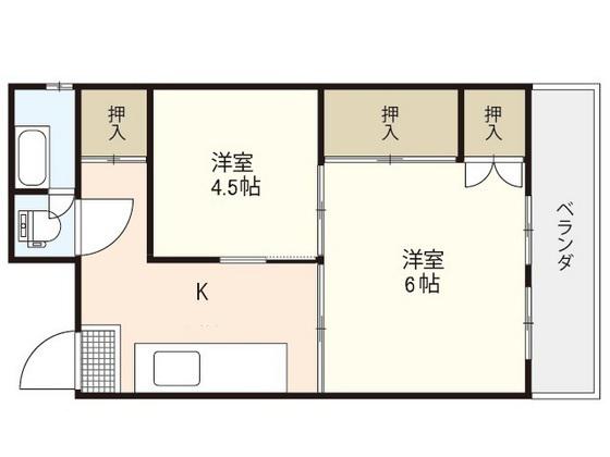 新町ビル(2K/2階)の間取り写真