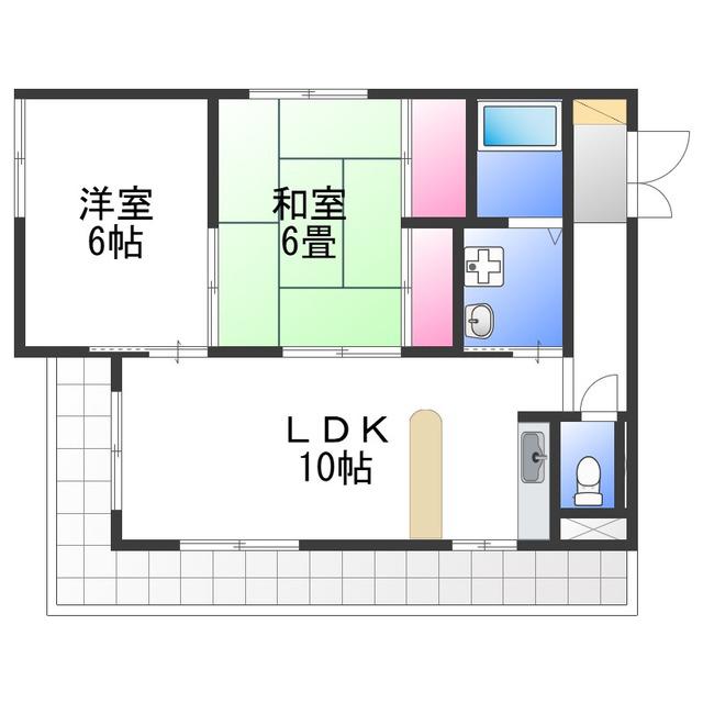 サンライフ(2LDK/2階)の間取り写真