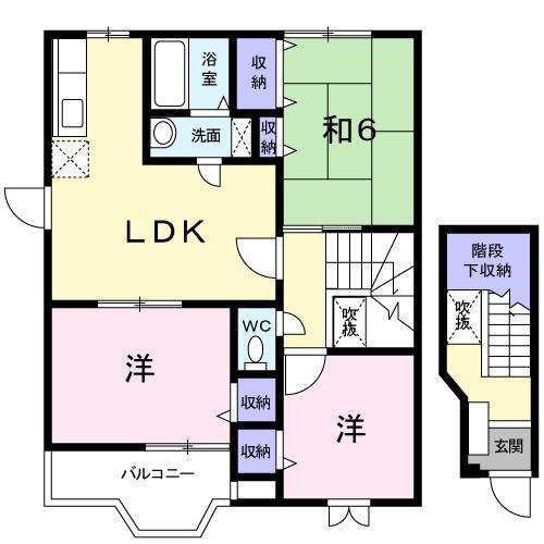 シャンド・フルール(3LDK/2階)の間取り写真