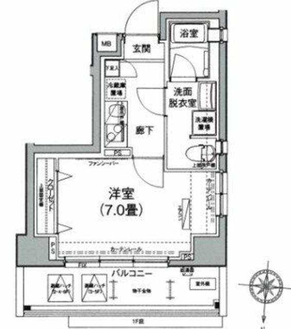 アイルカナーレ多摩川(1K/2階)の間取り写真