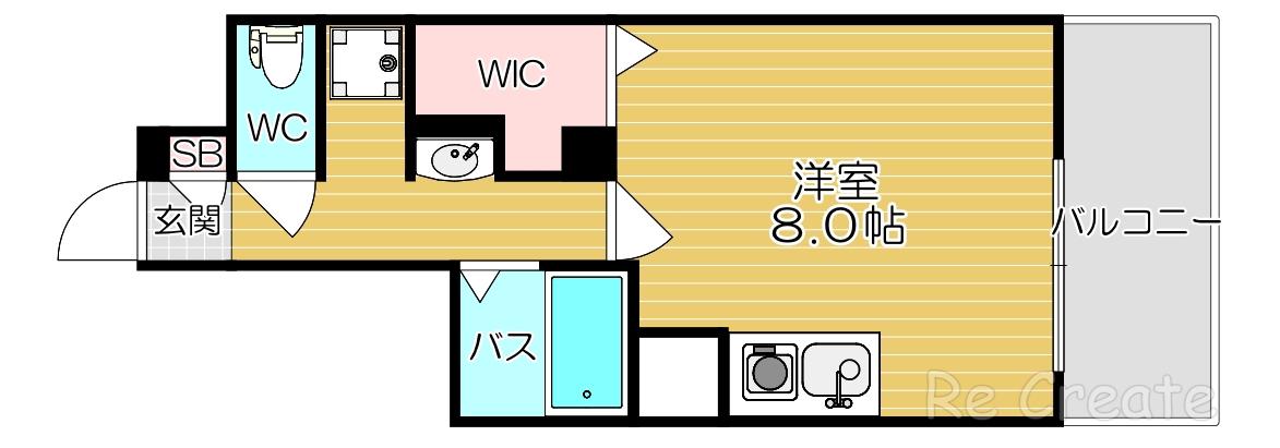 ヴィレッヂ鶴橋(ワンルーム/2階)の間取り写真