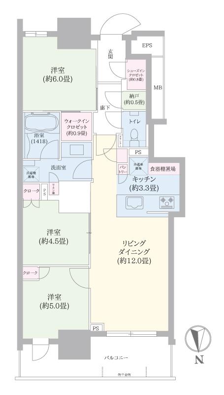 幕張ベイパーク スカイグランドタワー(3SLDK/29階)の間取り写真