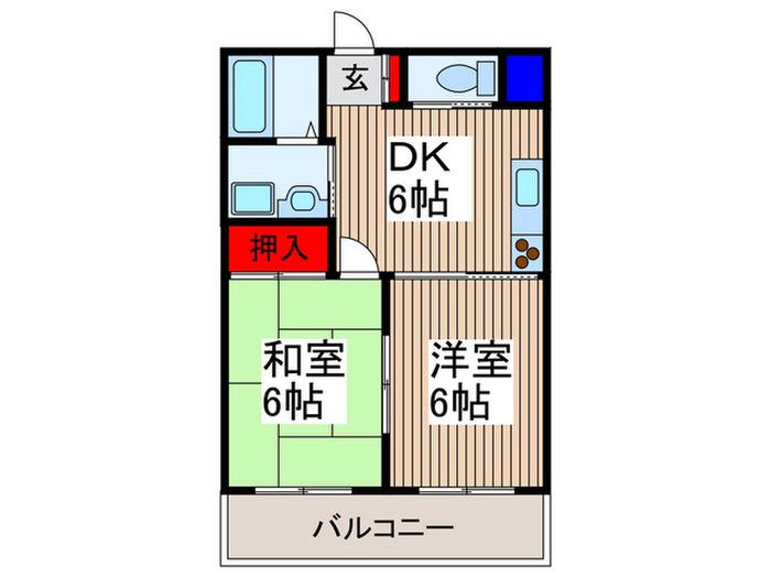 キングス所沢(2DK/4階)の間取り写真