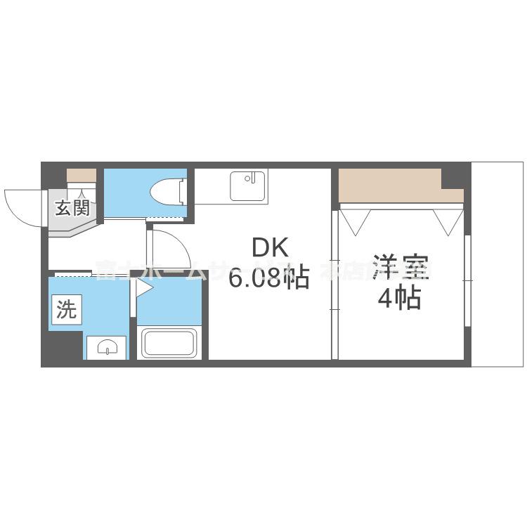 テラ山之内I(1DK/3階)の間取り写真