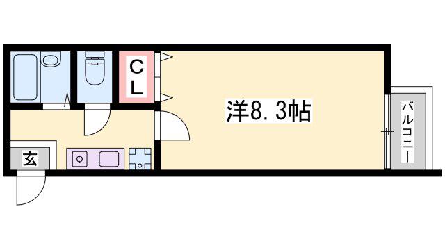 クリエイト興浜(1K/2階)の間取り写真
