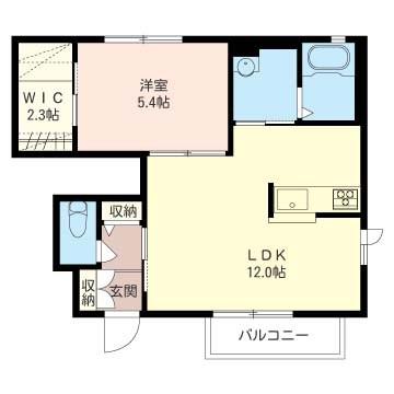 モリエールII(1LDK/1階)の間取り写真