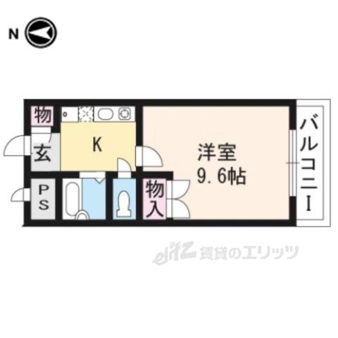タウンルームキシ(1K/2階)の間取り写真