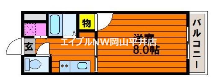 グリーンパーク賞田(1K/4階)の間取り写真