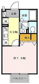 カーサリヴェールII(1K/1階)の間取り写真