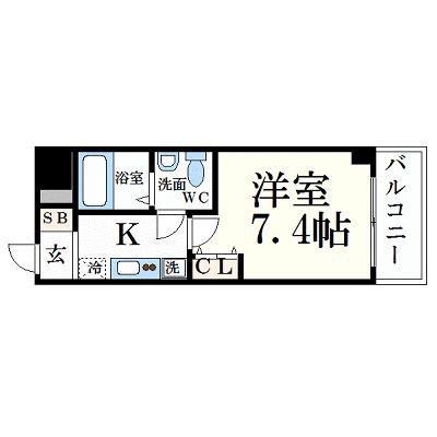 CAPITAL.I姫路(1K/4階)の間取り写真