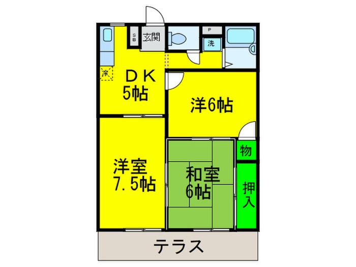 モアクレスト松永(3DK/1階)の間取り写真