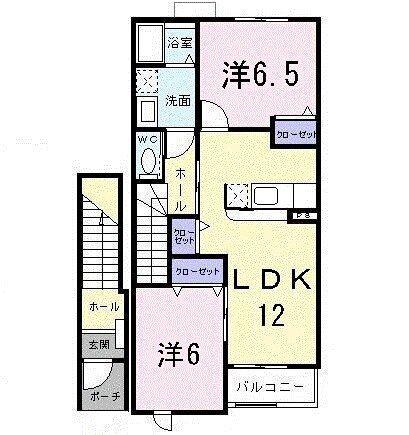 フィオーレB(2LDK/2階)の間取り写真