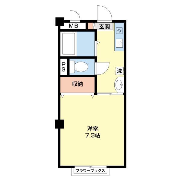 シャトル壱番館(1K/2階)の間取り写真