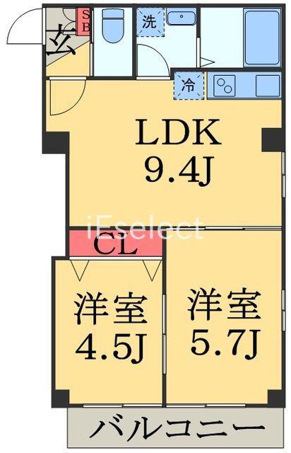 LESFEUILLE(2LDK/3階)の間取り写真