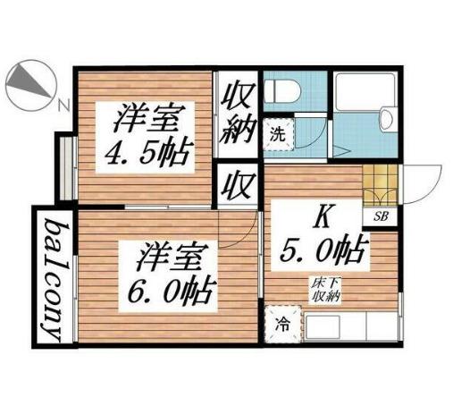 TKコーポラス(2K/1階)の間取り写真