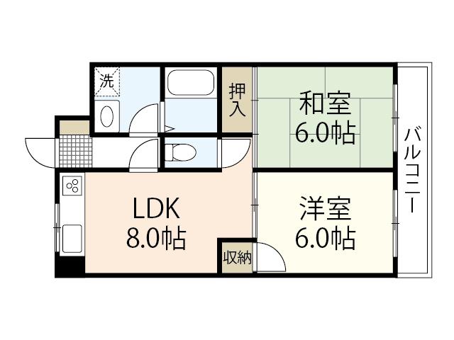 クリオール(2LDK/7階)の間取り写真
