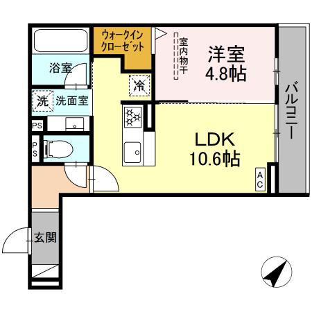 ディーシャンブル富田(1LDK/3階)の間取り写真