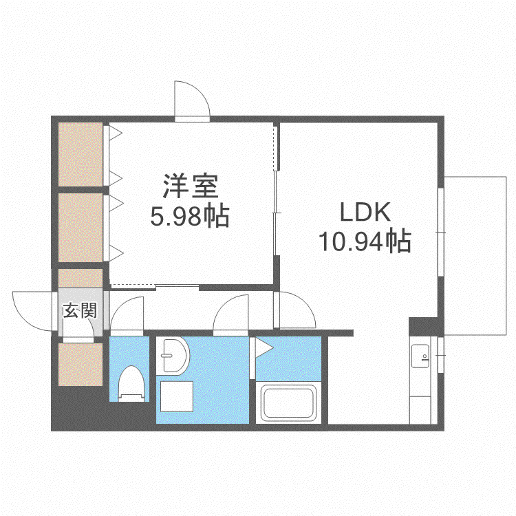 スカイハイツII学園前(1LDK/1階)の間取り写真
