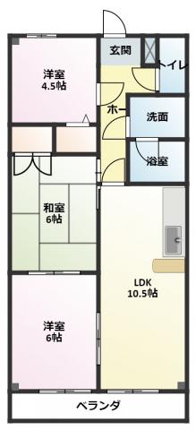 デンファレ(3LDK/1階)の間取り写真