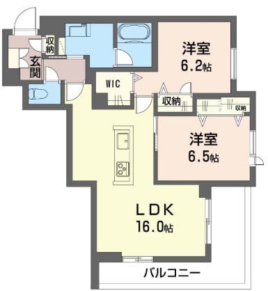 アーベイン武蔵浦和(2LDK/3階)の間取り写真