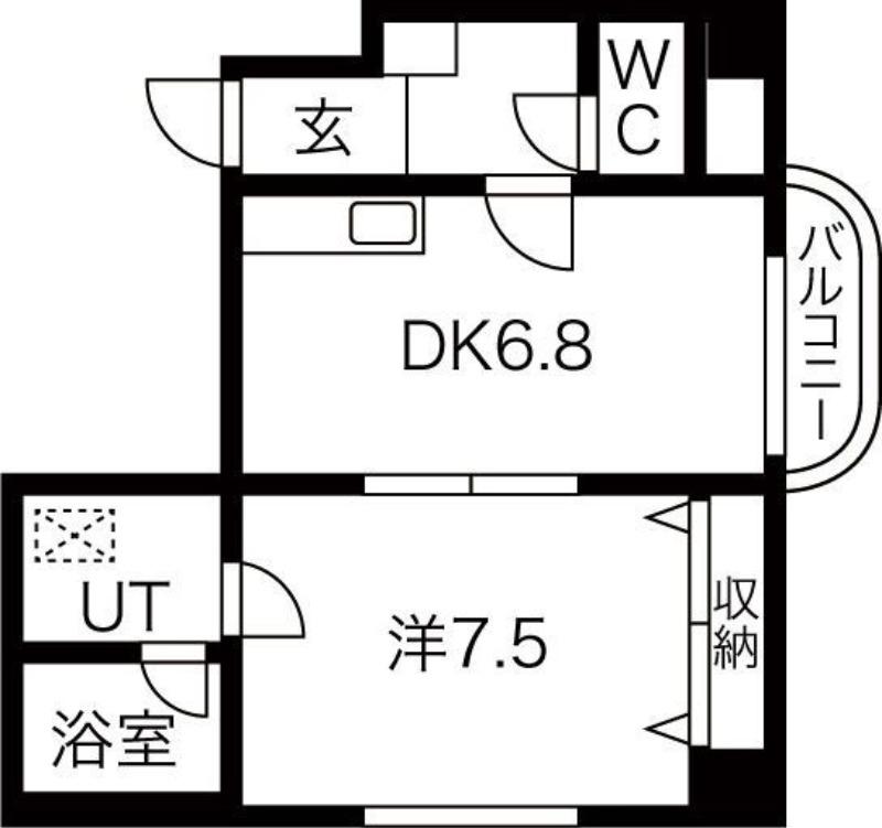 OMレジデンス北郷8条(1DK/2階)の間取り写真