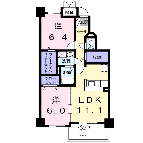 カイラス・ドルフ(2LDK/1階)の間取り写真