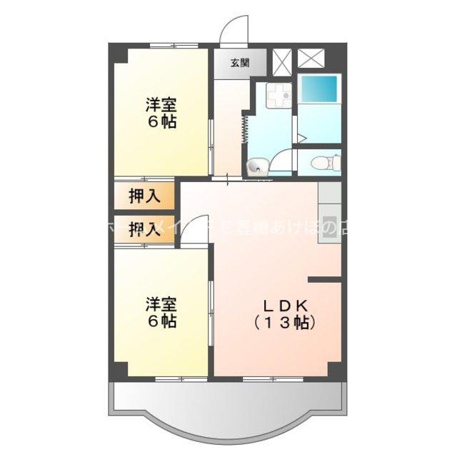 オリエンタルハイツ(2LDK/2階)の間取り写真