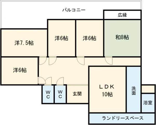 本町マンション(5K/7階)の間取り写真
