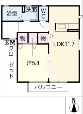 シャーメゾン柳田(1LDK/1階)の間取り写真