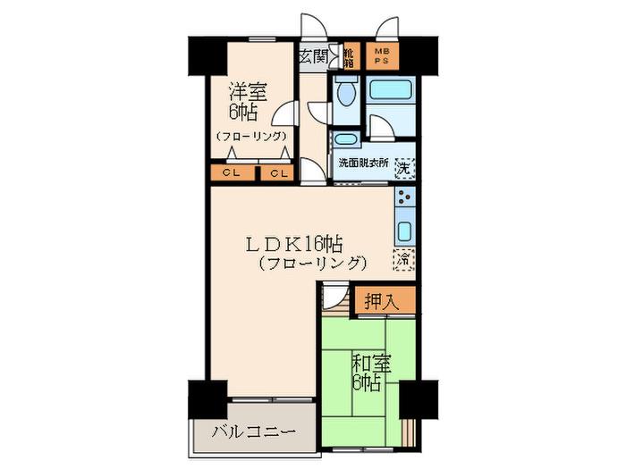 朝日プラザ六甲II(2LDK/10階)の間取り写真