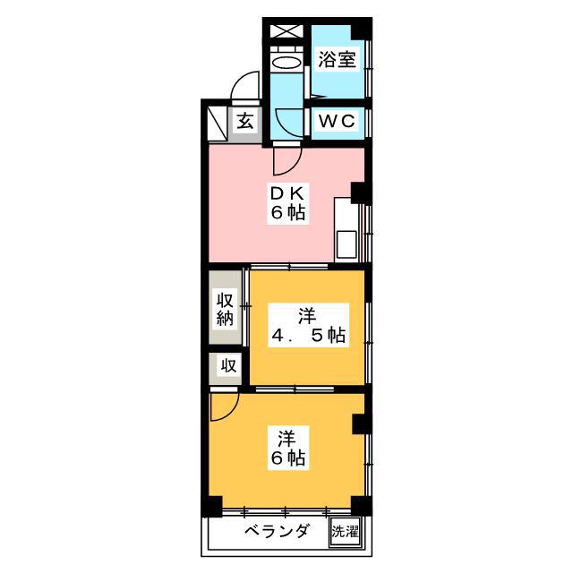 コーポ白樺(2DK/3階)の間取り写真