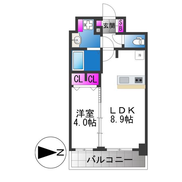 プレリス北巽駅前ラバルス(1LDK/7階)の間取り写真