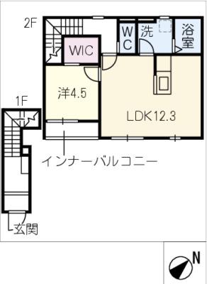 リーブルファイン小貝須(1LDK/2階)の間取り写真