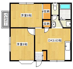 シティコスモ秦庄(2DK/2階)の間取り写真