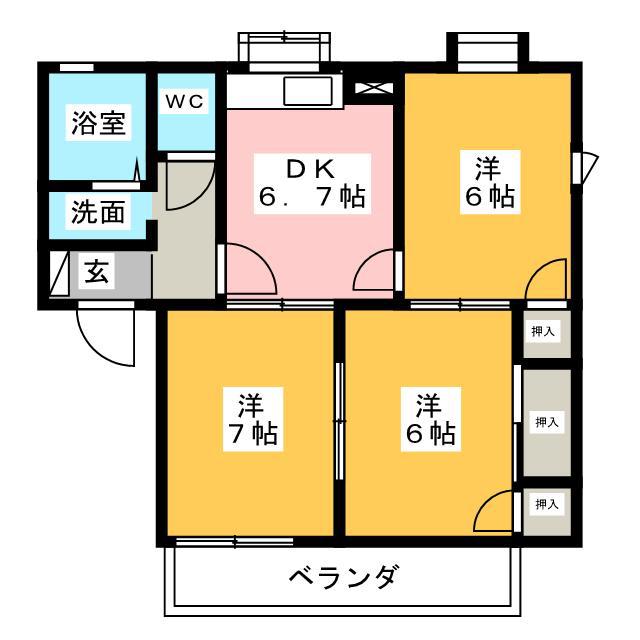 マンハイム嘉 C棟(3DK/1階)の間取り写真