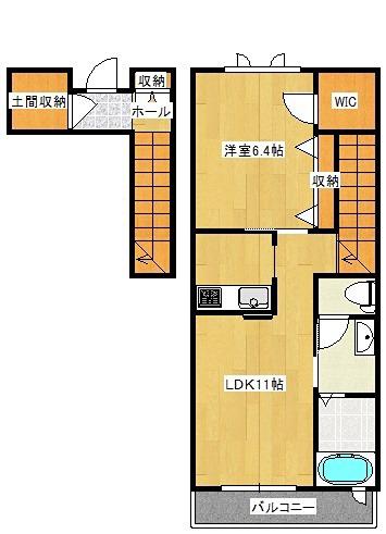 フルール エスぺランス(1LDK/2階)の間取り写真